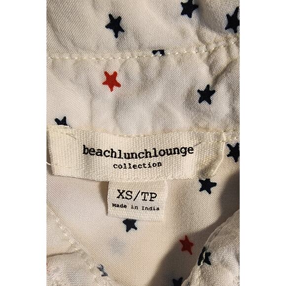 Beach Lunch Lounge Sleeveless Button Front Blouse Size XS Stars - Picture 3 of 6